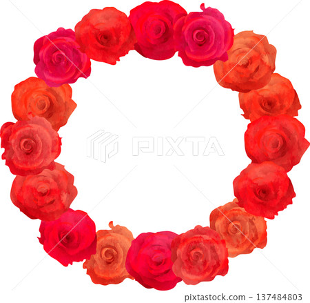 Round frame of red roses 137484803