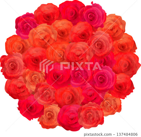 一束圓形紅玫瑰 137484806