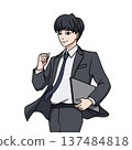 Businessman walking forward with a laptop 137484818