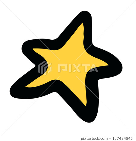 Illustration of yellow star png for decoration, cartoon character, comic, mascot, sky elements, plush toy, kid doll, sticker, cute patch, badge, brooch, shirt print, icon, logo, tattoo	 137484845