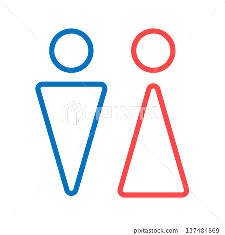 Toilet, restroom, men's, women's, simple triangular color line drawing icon Toilet, restroom, men's, women's, simple triangular color line drawing icon 137484869