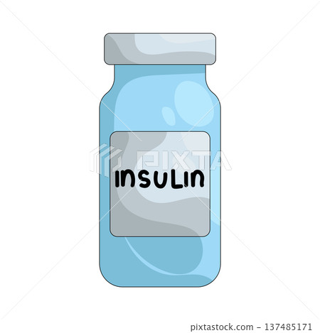 Illustration of insulin vial bottle 137485171