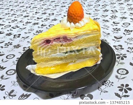 Mille crepe cake filled with fruit Mille crepe cake filled with fruit 137485215