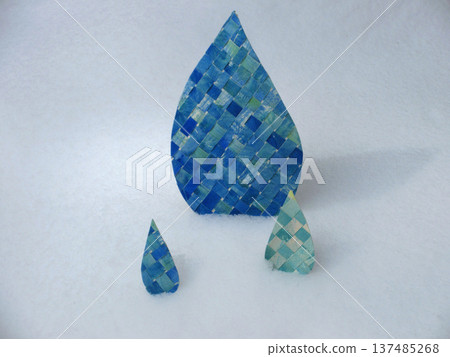 Paper craft of colorful drops on blue 137485268