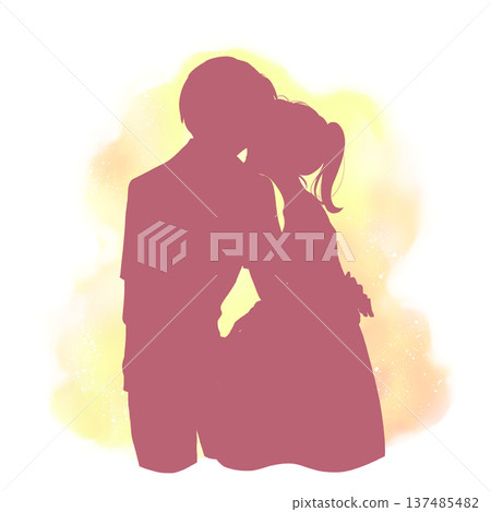 孕婦和她伴侶的剪影 孕婦和她伴侶的剪影 137485482