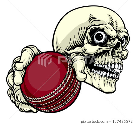 Skeleton Grim Reaper Death Cricket Ball Mascot 137485572