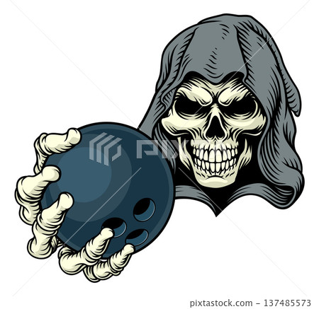 Grim Reaper Death Skeleton Bowling Team Mascot 137485573