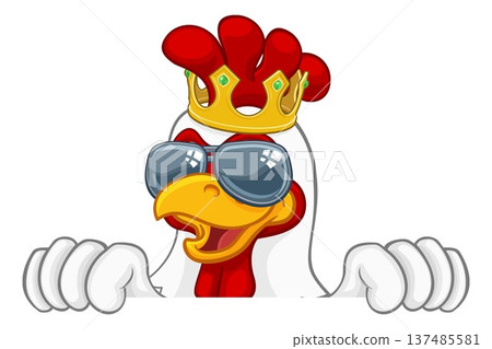 Cool King Chicken Rooster Cockerel Bird Cartoon Cool King Chicken Rooster Cockerel Bird Cartoon 137485581