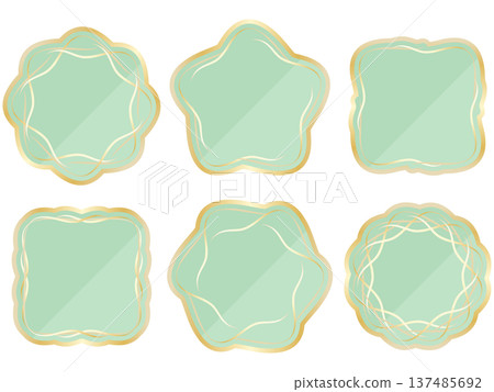 Set of 6 luxurious line frames in mint and gold Set of 6 luxurious line frames in mint and gold 137485692