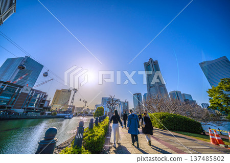 Yokohama Cityscape Renovation in Japan... Boardwalk Renovation Work. Shadows cast on Kishamichi... A ray of hope for a new era = March 5th Yokohama Cityscape Renovation in Japan... Boardwalk Renovation Work. Shadows cast on Kishamichi... A ray of hope for a new era = March 5th 137485802