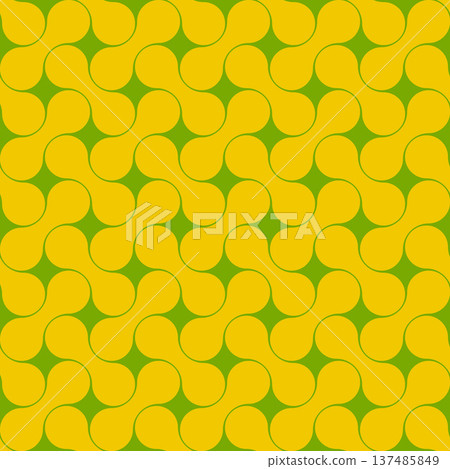 Swatch-compatible modern gourd-shaped pattern material in yellow and yellow-green 137485849