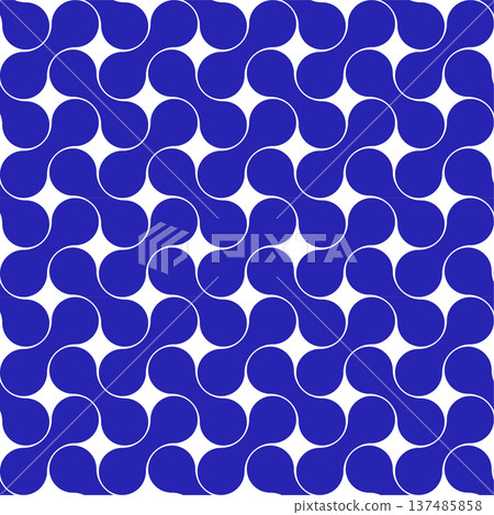 藍色現代葫蘆形圖案布料，相容於Swatch色卡 137485858