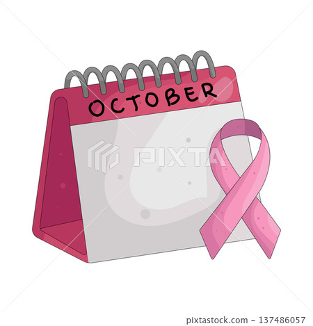 Illustration of breast cancer awareness calendar 137486057