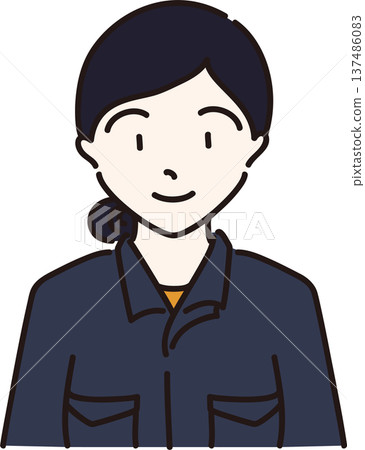 圖：一位頭髮紮起、身穿工作服（藏藍色制服）的女性 137486083