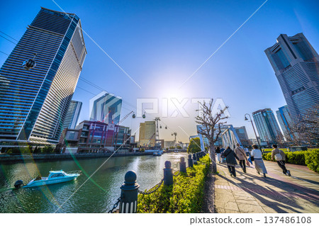 Yokohama Cityscape Renovation in Japan... Boardwalk Renovation Work. Shadows cast on Kishamichi... A ray of hope for a new era = 5th Yokohama Cityscape Renovation in Japan... Boardwalk Renovation Work. Shadows cast on Kishamichi... A ray of hope for a new era = 5th 137486108