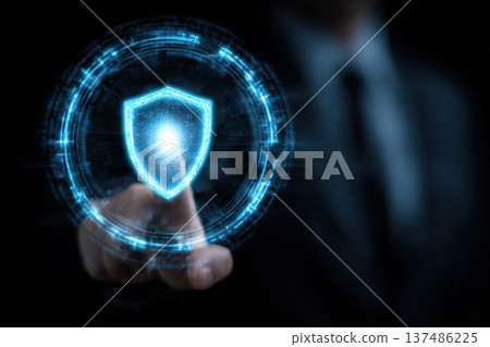 Futuristic Cybersecurity Interface with Shield and Digital Elements for AI Protection Futuristic Cybersecurity Interface with Shield and Digital Elements for AI Protection 137486225