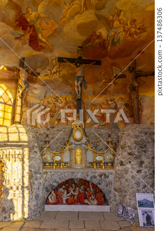 Calvary Banska Stiavnica depicting crucifixion and purgatory Calvary Banska Stiavnica depicting crucifixion and purgatory 137486306