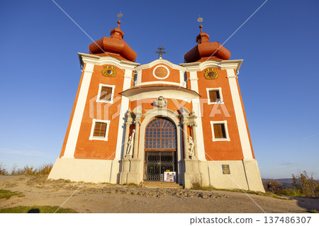 Calvary Banska Stiavnica church architecture against blue sky 137486307