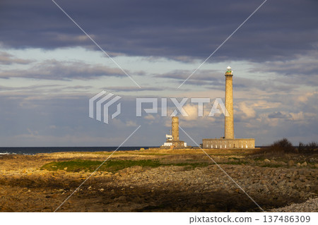GATTEVILLE LE PHARE lighthouse towers by the Normandy coast 137486309