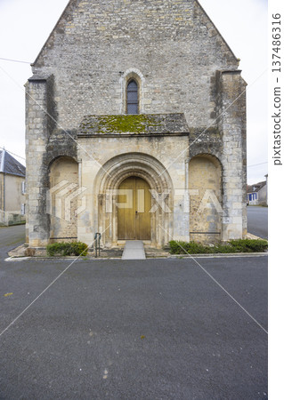 Eglise Saint Christophe Romanesque architecture in Bengy sur Craon France Eglise Saint Christophe Romanesque architecture in Bengy sur Craon France 137486316