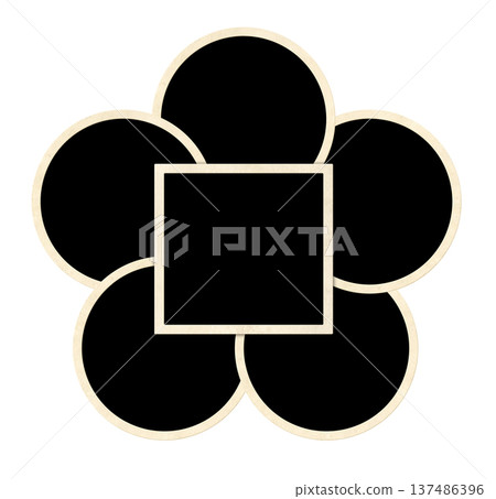 Template collage with square and round retro frame photo. Moodboard pictures album grid for scrapbooking. Vintage style mood board layout. Isolated on white background. Copy space for text and photo 137486396