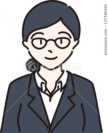 一位戴眼鏡、身穿西裝(白襯衫版)的女性插圖 一位戴眼鏡、身穿西裝(白襯衫版)的女性插圖 137486484