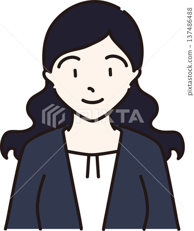 一位神態平靜的女士穿著西裝,黑髮版本 一位神態平靜的女士穿著西裝,黑髮版本 137486488