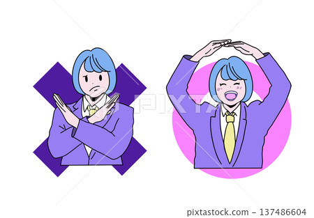 一組高中女生擺姿勢的插圖,她們身上有標記和十字,用於測驗和測試。手繪素材 一組高中女生擺姿勢的插圖,她們身上有標記和十字,用於測驗和測試。手繪素材 137486604