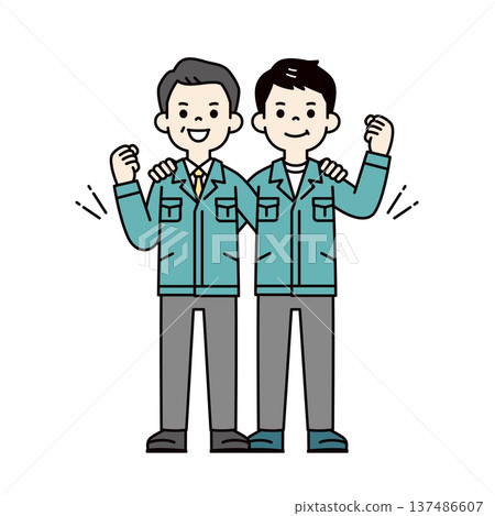 微笑的老闆和下屬,總裁和年輕男員工並肩作戰,全身向量圖 微笑的老闆和下屬,總裁和年輕男員工並肩作戰,全身向量圖 137486607