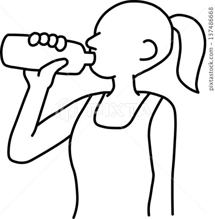 Illustration of a woman drinking water 137486668