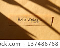 Hello spring hand lettering text. 137486768