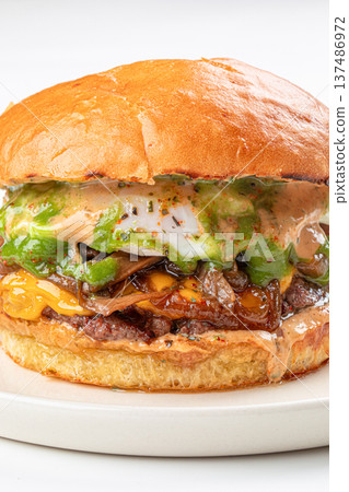 Gourmet beef burger on plate Gourmet beef burger on plate 137486972