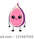 Colorful and charming fig mascot with blushing cheeks and expressive features perfect for merchandise 137487058