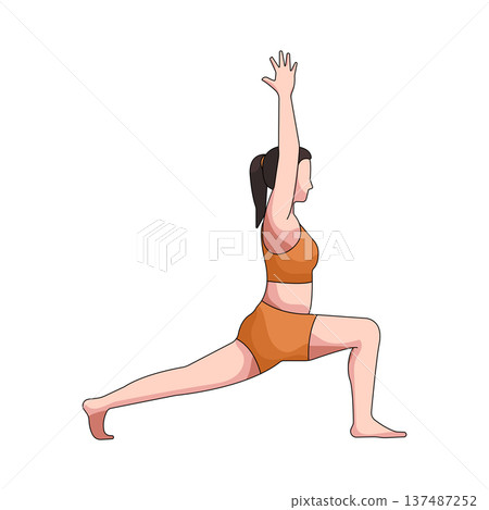 illustration of Warrior 1 pose  137487252