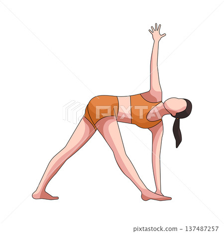 illustration of Triangle pose illustration of Triangle pose 137487257