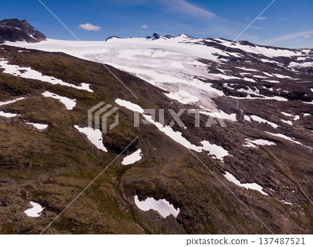 Mountains with snow and glaciers. Road Sognefjellet, Norway Mountains with snow and glaciers. Road Sognefjellet, Norway 137487521