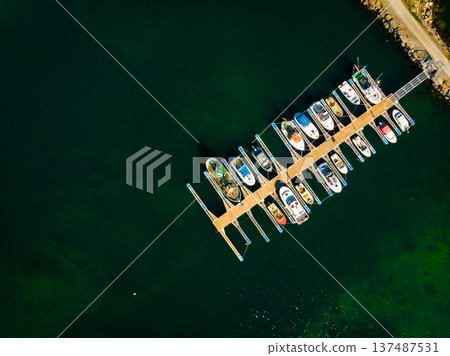 Top view. Boats in port marina 137487531