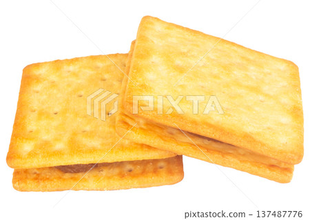 Pineapple wafer biscuits isolated on white background Pineapple wafer biscuits isolated on white background 137487776