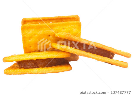Pineapple wafer biscuits isolated on white background Pineapple wafer biscuits isolated on white background 137487777