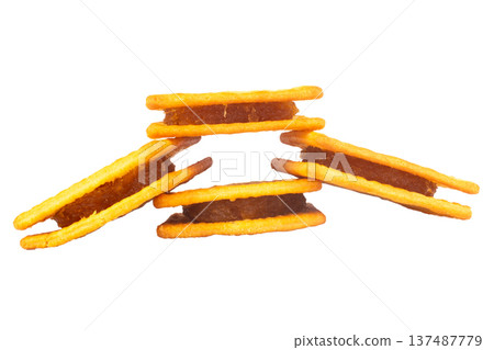 Pineapple wafer biscuits isolated on white background 137487779