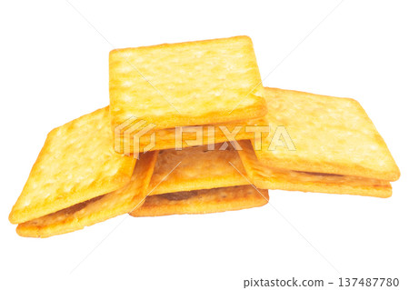 Pineapple wafer biscuits isolated on white background Pineapple wafer biscuits isolated on white background 137487780