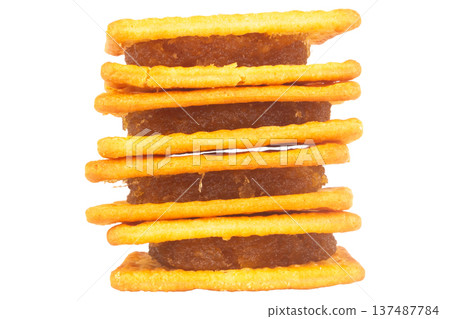 Pineapple wafer biscuits isolated on white background Pineapple wafer biscuits isolated on white background 137487784