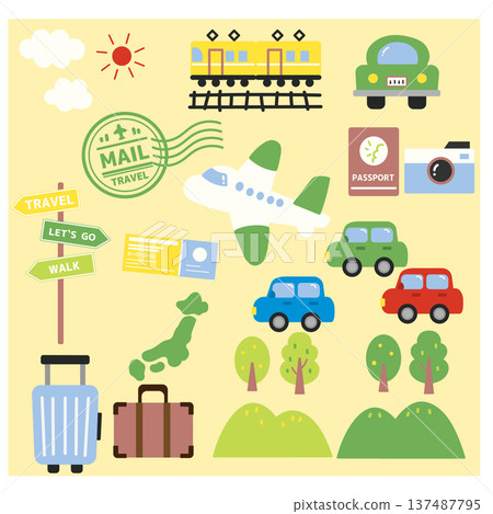 Travel trip icon material set 137487795