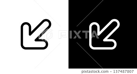左下箭頭圖示(向量圖) 左下箭頭圖示(向量圖) 137487807