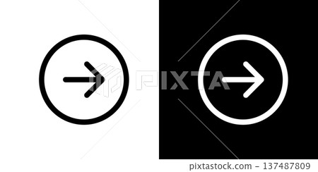 Simple icon of a circle with a right arrow and a forward motion (vector) 137487809