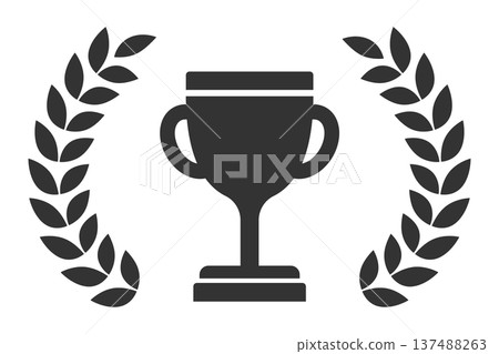 Trophy and laurel black monochrome 137488263
