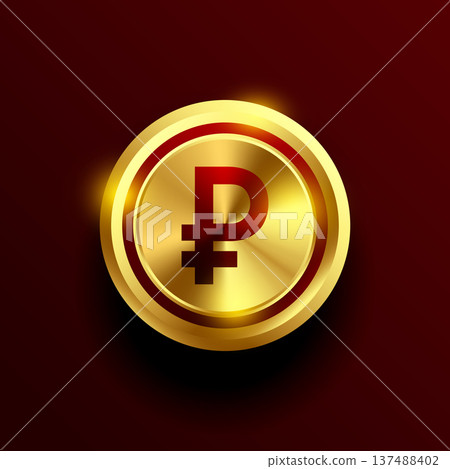 3d style golden coin with russian money rouble symbol design 3d style golden coin with russian money rouble symbol design 137488402
