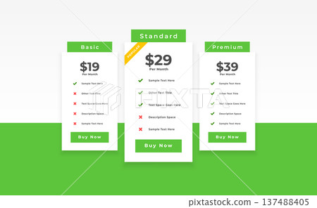 3 option basic, standard and premium pricing table template 137488405