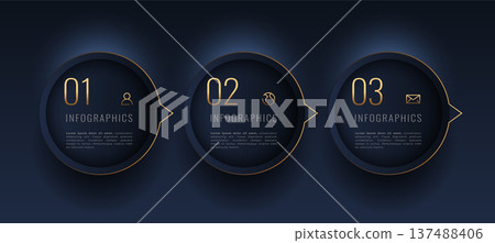 3 steps or process golden infographic banner for your client 137488406