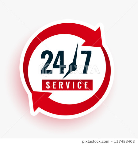 24 hours 7 days always open helpdesk sticker design 137488408